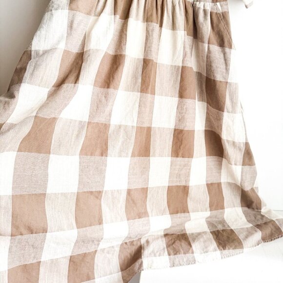 Roolee Buffalo Plaid Beige White Cottage core Dress M - Picture 5 of 8